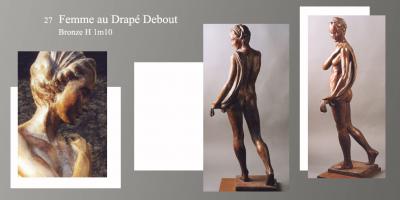 Sculpture Beatrice Pothin Gallard 27 Femme Au Drape Debout