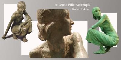 Sculpture Beatrice Pothin Gallard 30 Jeune Femme Accroupie