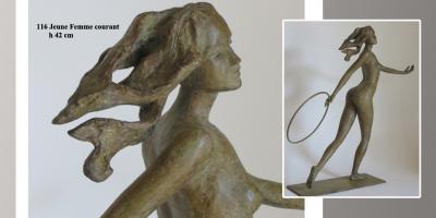 Sculpture Beatrice Pothin Gallard 116 Jeune Femme Courant Petite